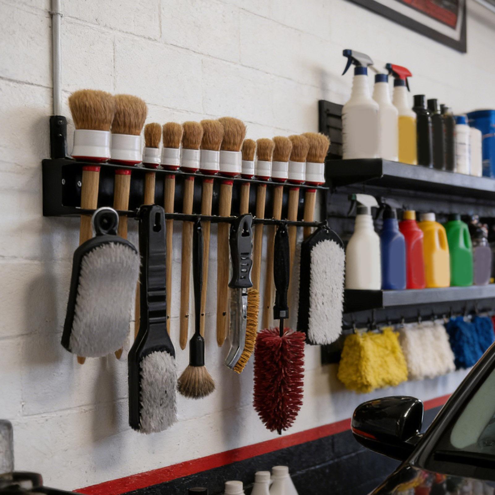 Detailing Brush Set - Detailing Brush Holder Steel Car Cleaning