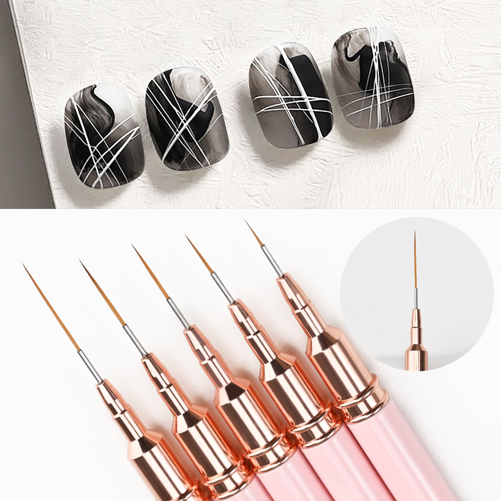 5Pcs Pink Metal Handle Nail Li - đánh giá và giá Detailing Brush Set