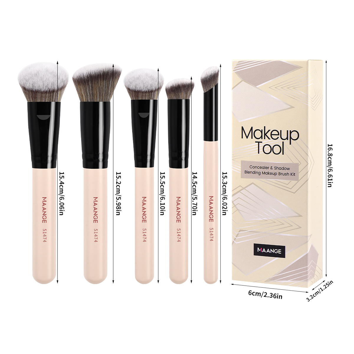 MAANGE Makeup Brush Set 5pcs F - đánh giá và giá Detailing Brush Set